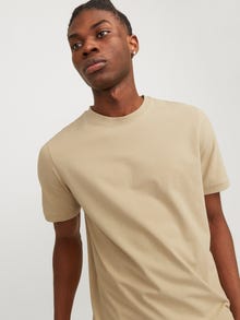 Jack & Jones Enfärgat Rundringning T-shirt -Travertine - 12251351