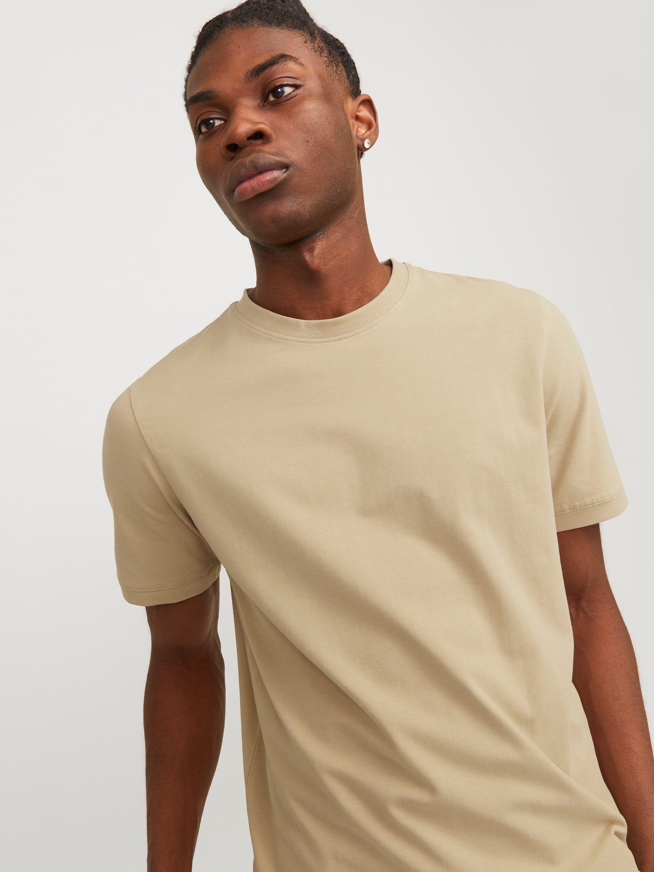 Jack & Jones Gładki Okrągły dekolt T-shirt -Travertine - 12251351