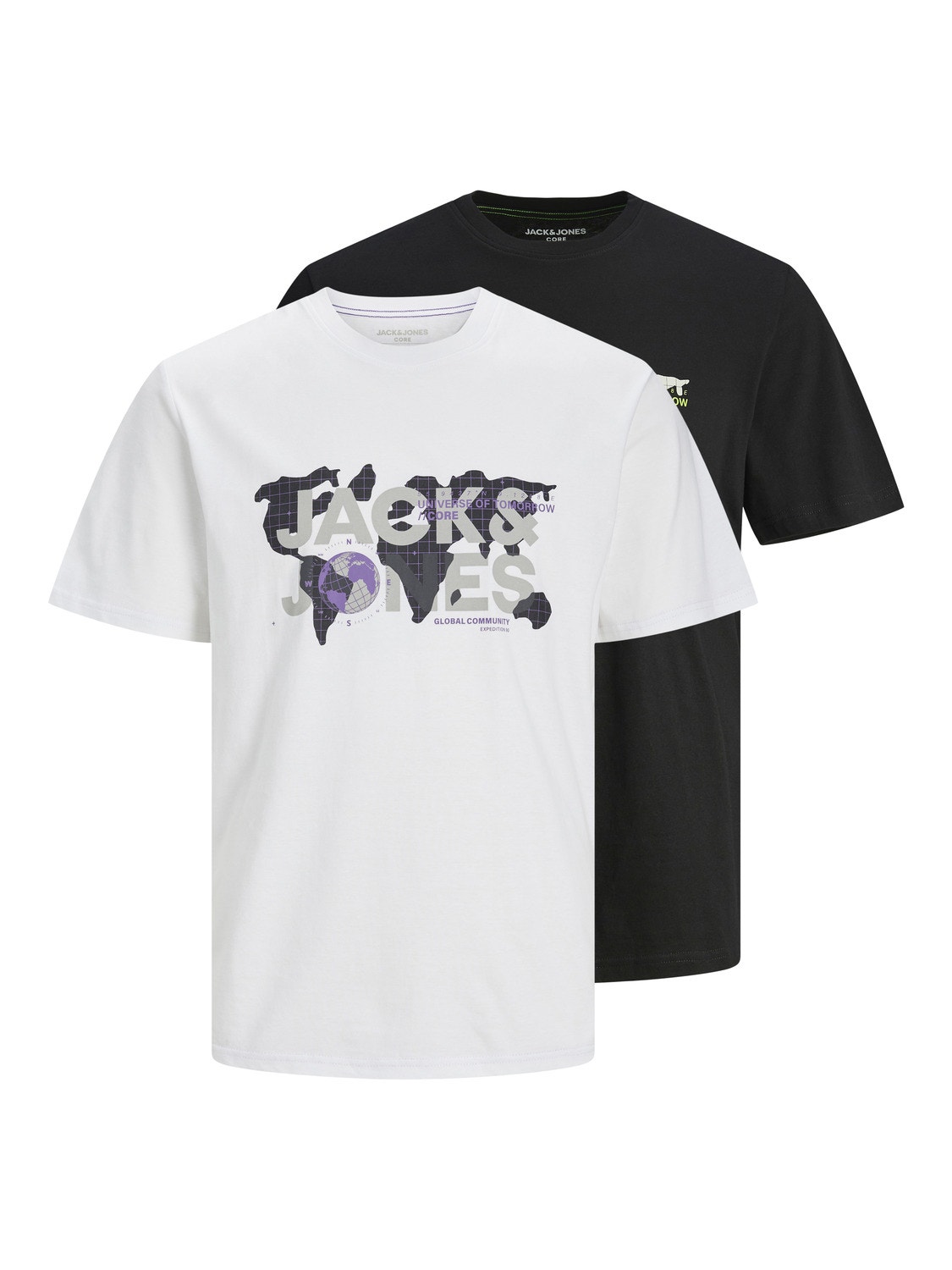 Jack & Jones 2-pack Logotyp Rundringning T-shirt -White - 12251390