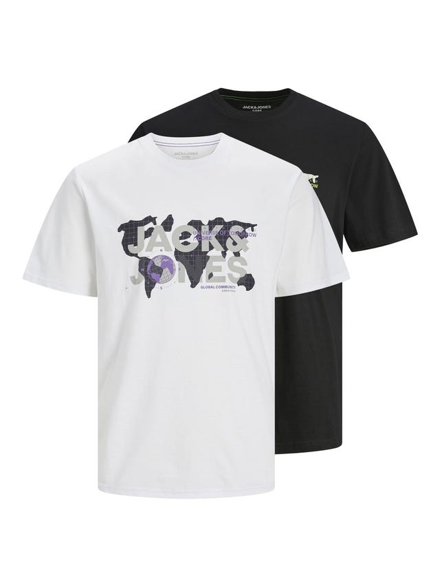 Jack & Jones 2-pak Z logo Okrągły dekolt T-shirt - 12251390