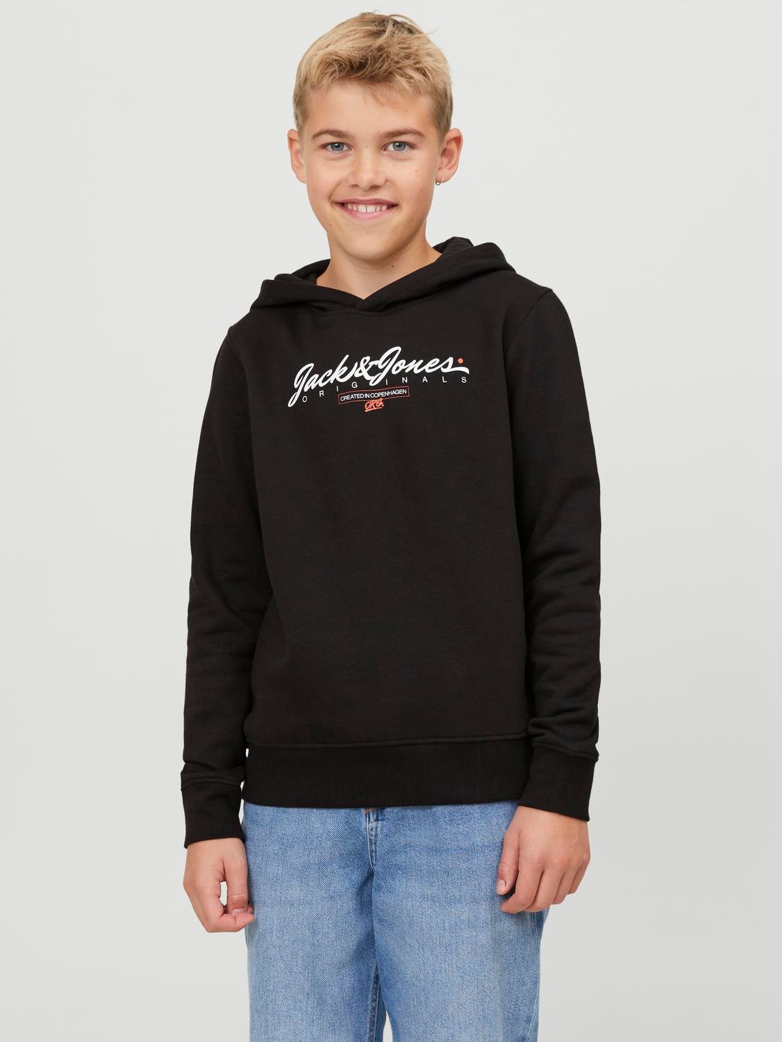 Jack & Jones Logo Hoodie Voor jongens -Black - 12251448