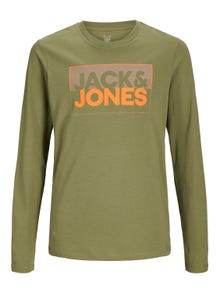 Jack & Jones Logo T-skjorte For gutter -Olive Branch - 12251462