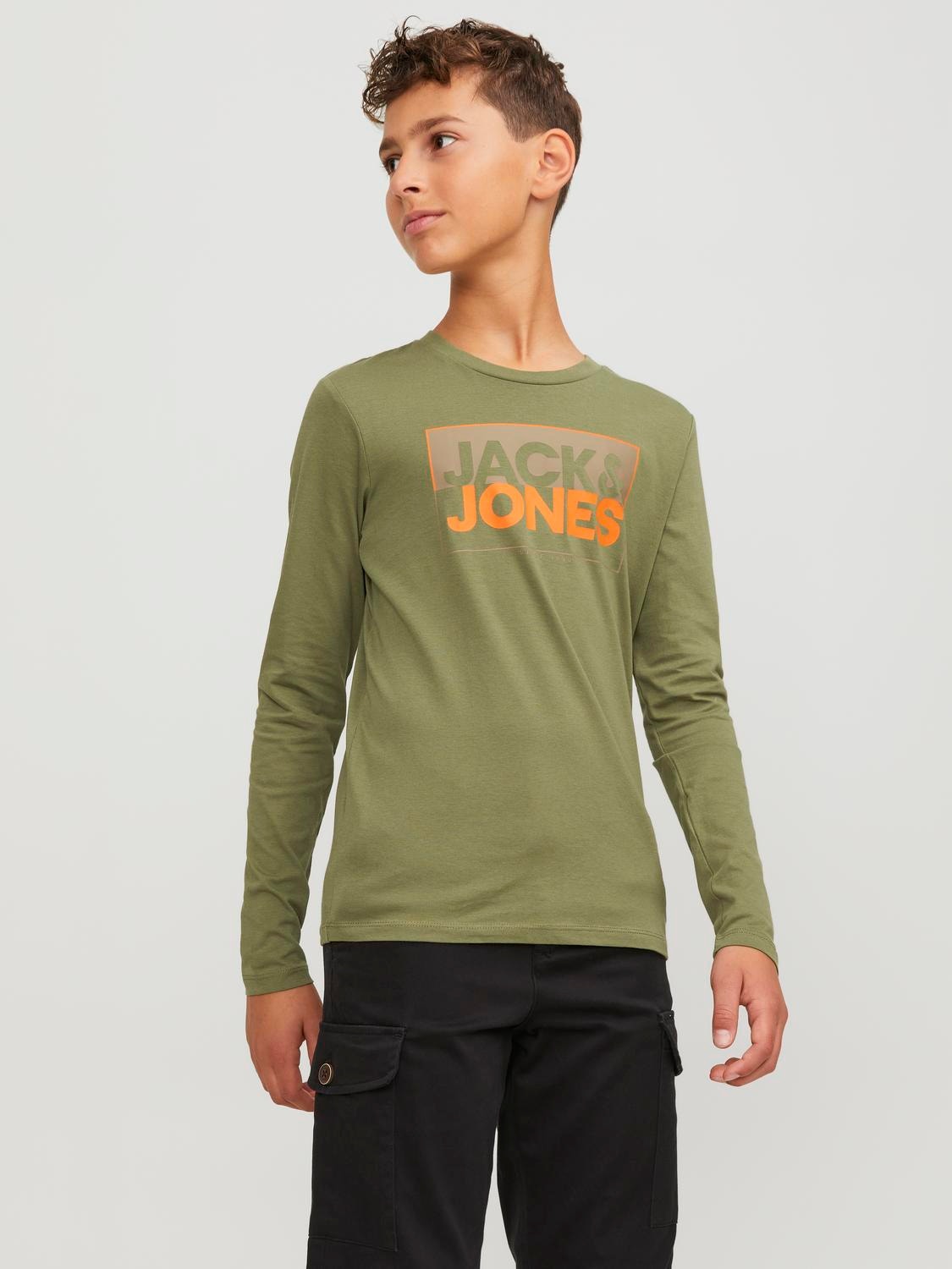 Jack & Jones Logo T-skjorte For gutter -Olive Branch - 12251462