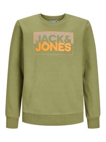 Jack & Jones Logo Crew neck Sweatshirt For boys -Olive Branch - 12251465