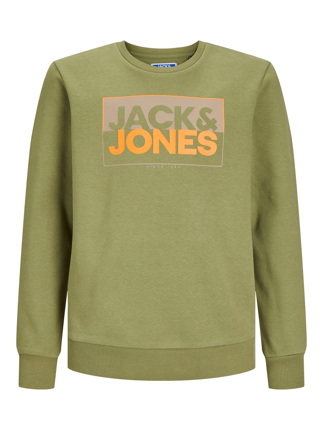 Jack & Jones Logo Crew neck Sweatshirt For boys -Olive Branch - 12251465