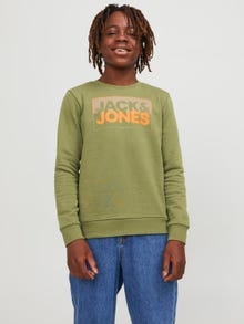 Jack & Jones Logo Sweatshirt med rund hals Til drenge -Olive Branch - 12251465