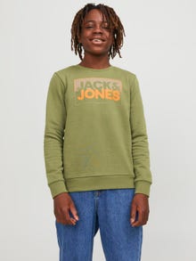 Jack & Jones Logotyp Crewneck tröja För pojkar -Olive Branch - 12251465