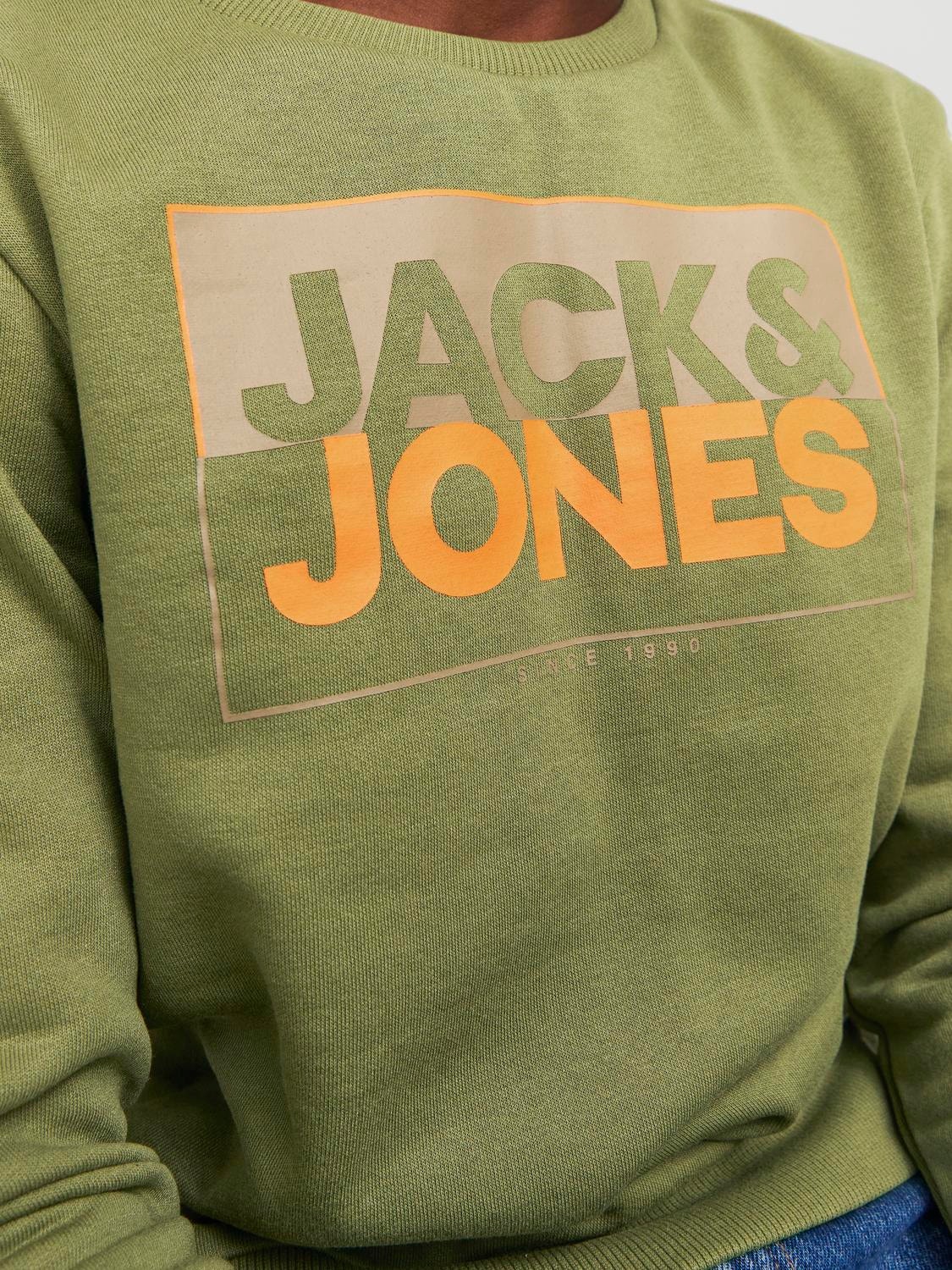 Jack & Jones Logo Sweatshirt med rund hals Til drenge -Olive Branch - 12251465