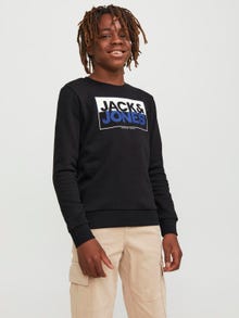 Jack & Jones Logo Crew neck Sweatshirt For boys -Black - 12251465
