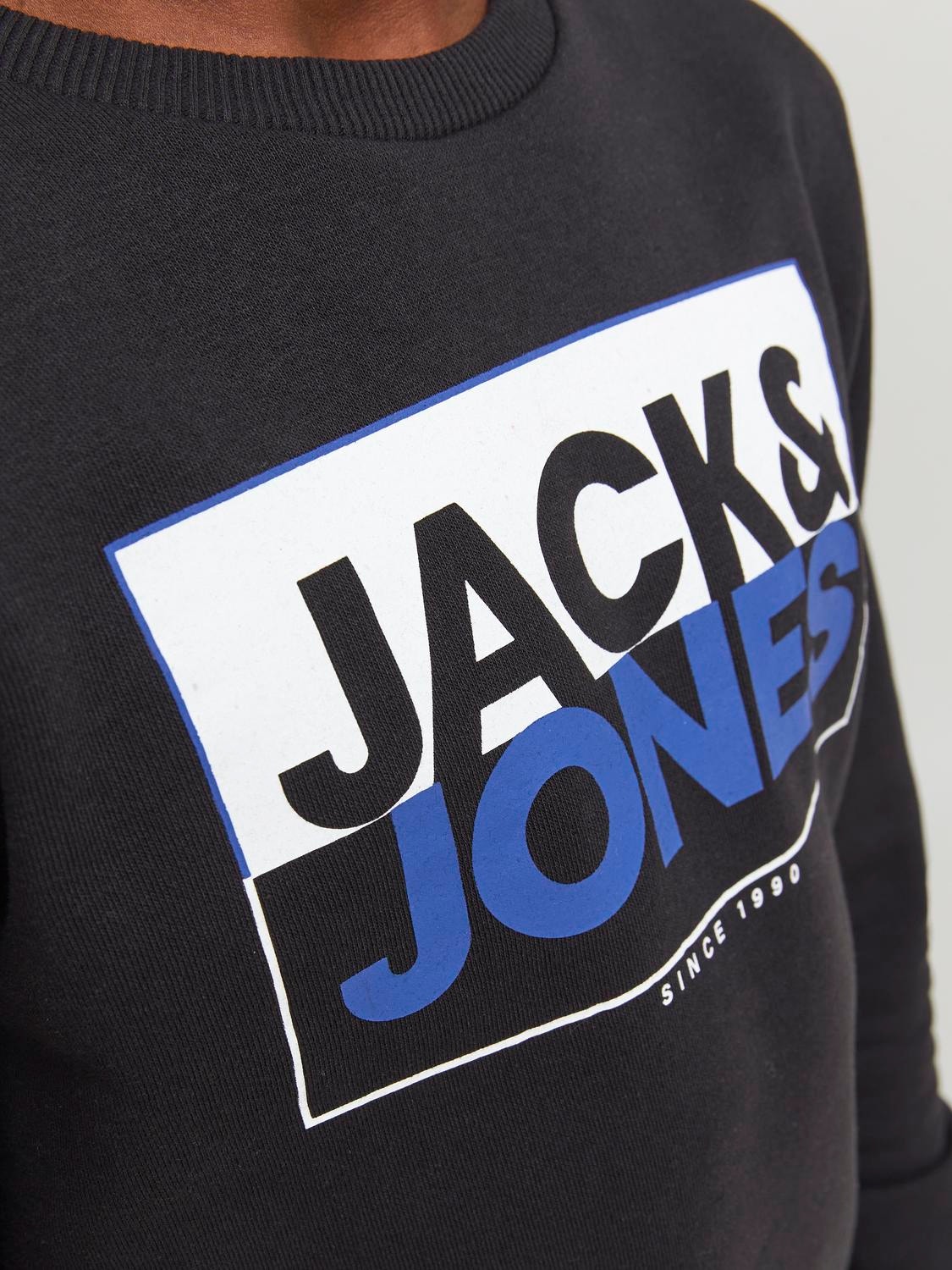 Jack & Jones Logo Crew neck Sweatshirt For boys -Black - 12251465