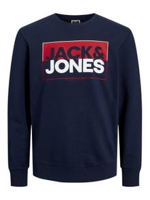 Jack & Jones Logo Crew neck Sweatshirt For boys -Navy Blazer - 12251465