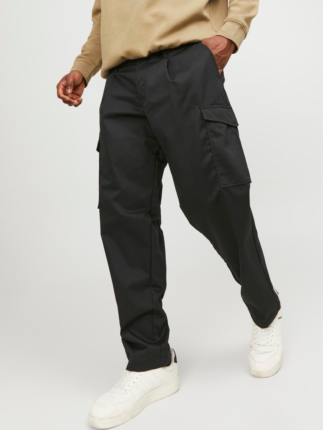 Plus Size Wide Fit Cargo trousers, Black