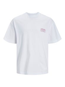 Jack & Jones Printed Crew neck T-shirt -Bright White - 12251776