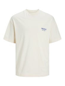 Jack & Jones Tryck Rundringning T-shirt -Buttercream - 12251776