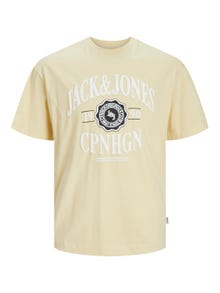 Jack & Jones Printed Crew neck T-shirt -Italian Straw - 12251899