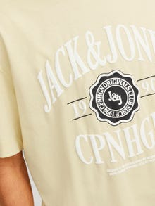 Jack & Jones Trükitud Ümmargune kaelus T-särk -Italian Straw - 12251899