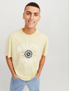 Jack & Jones Gedrukt Ronde hals T-shirt -Italian Straw - 12251899