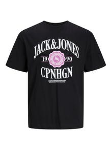 Jack & Jones Spausdintas raštas Apskritas kaklas Marškinėliai -Black - 12251899