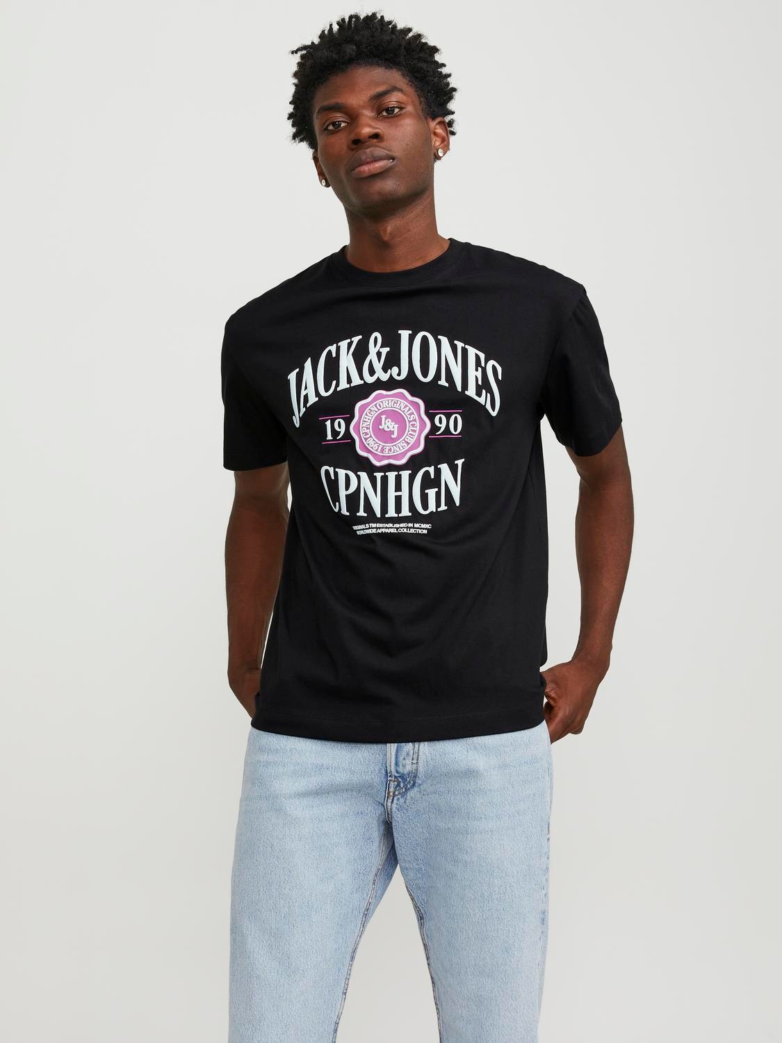 Jack & Jones Painettu Pyöreä pääntie T-paita -Black - 12251899