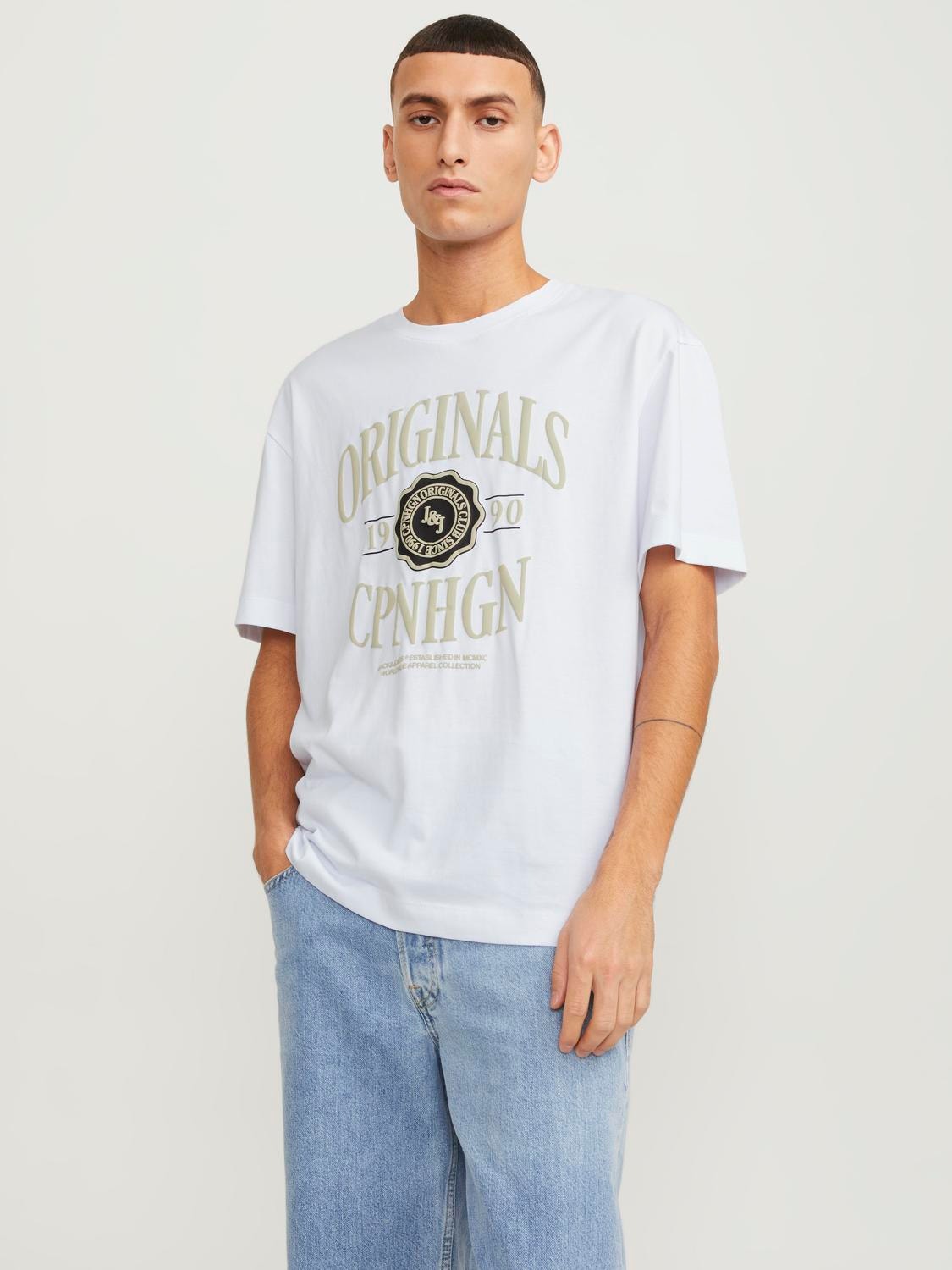 Jack & Jones Nadruk Okrągły dekolt T-shirt -Bright White - 12251899