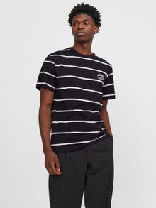 Jack & Jones Csíkos Környak Trikó -Black - 12251901