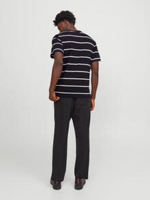 Jack & Jones Csíkos Környak Trikó -Black - 12251901