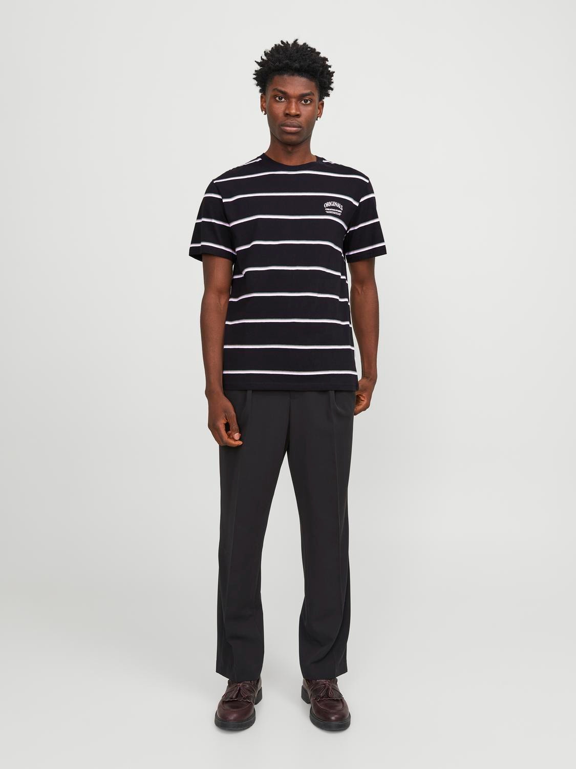 Jack & Jones Striped Crew neck T-shirt -Black - 12251901