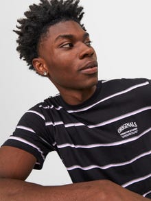 Jack & Jones Striped Crew neck T-shirt -Black - 12251901