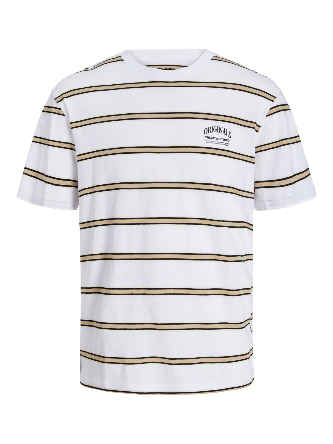 Jack & Jones Gestreift Rundhals T-shirt -Bright White - 12251901