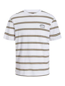 Jack & Jones Raidat Pyöreä pääntie T-paita -Bright White - 12251901