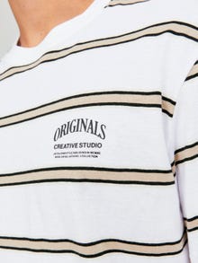 Jack & Jones Gestreift Rundhals T-shirt -Bright White - 12251901