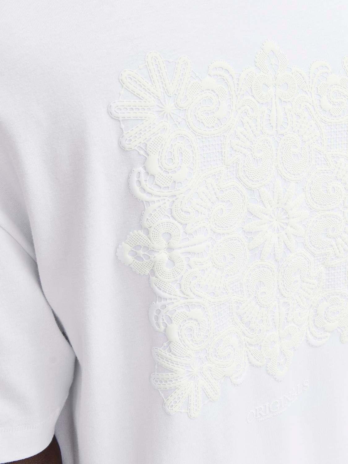 Jack & Jones Spausdintas raštas Apskritas kaklas Marškinėliai -Bright White - 12251963