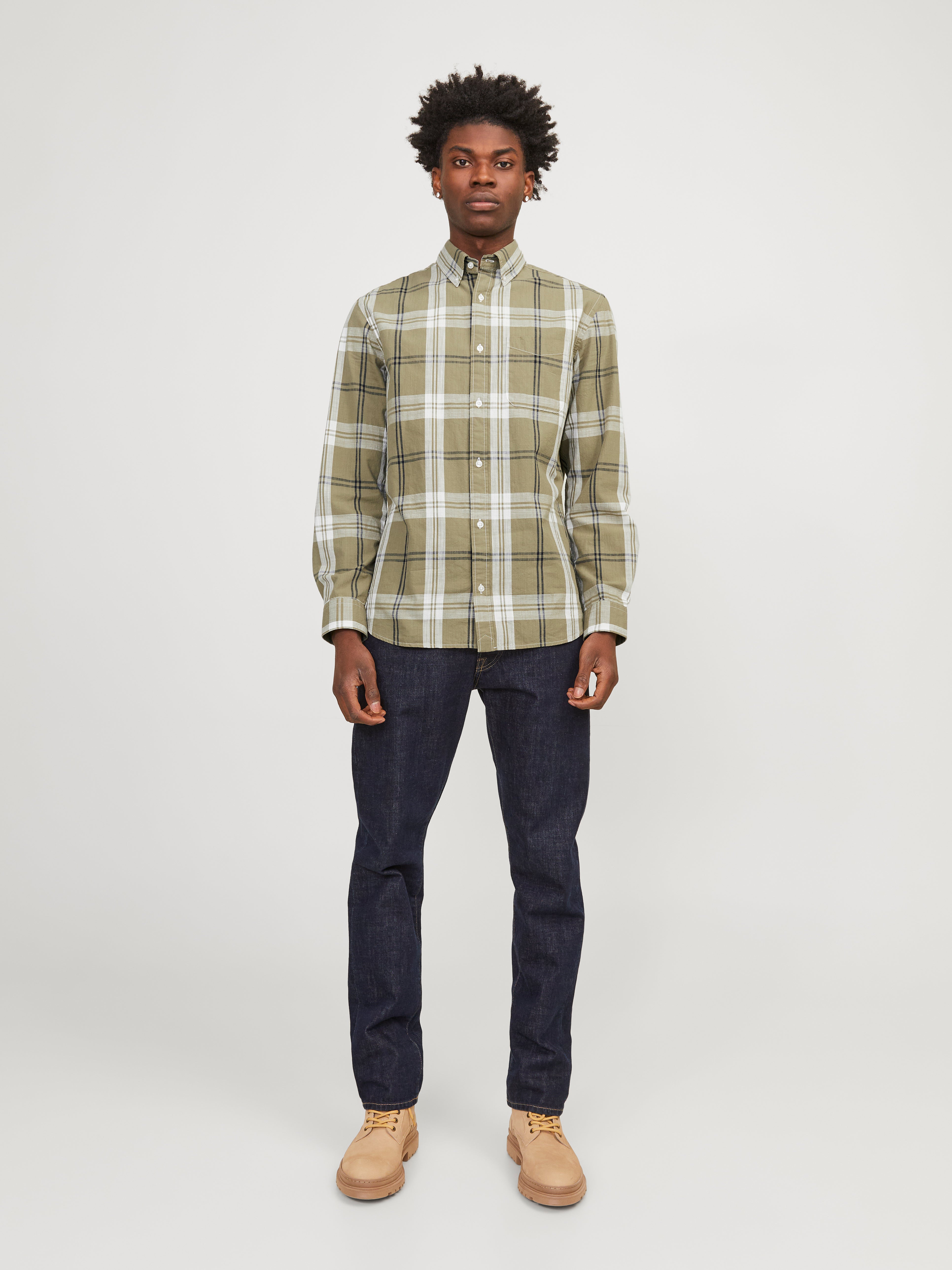 JPRCCPOPLIN Logo Comfort Shirt L/S SN, Night Sky/Fit: comfortabele pasvorm, M