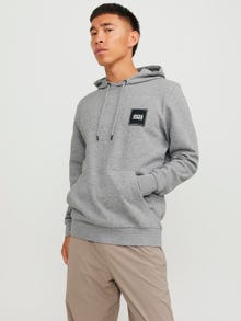 Jack & Jones Logotipas Megztinis su gobtuvu -Light Grey Melange - 12251998