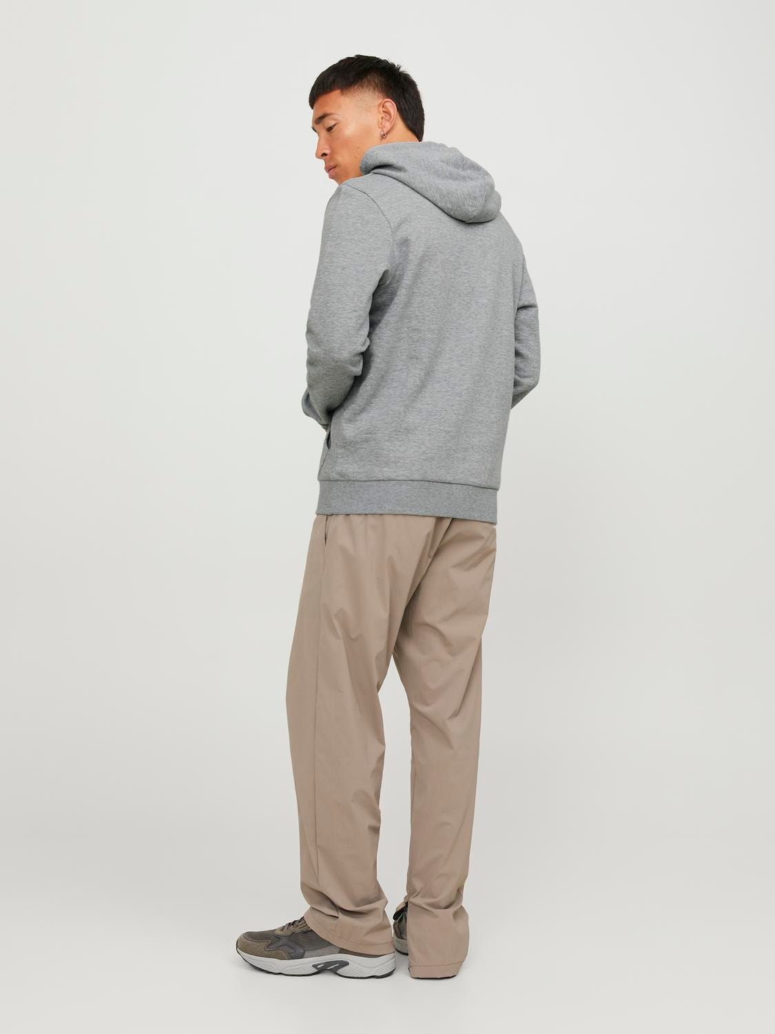 Jack & Jones Logo Mikina s kapucí -Light Grey Melange - 12251998