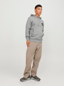 Jack & Jones Logo Mikina s kapucí -Light Grey Melange - 12251998