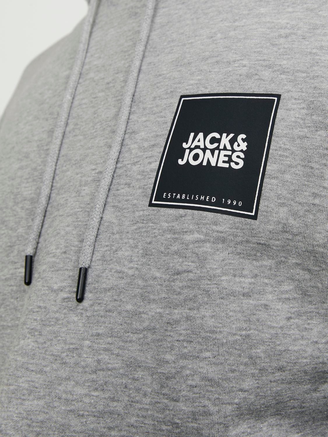 Jack & Jones Hoodie Logo -Light Grey Melange - 12251998