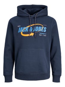 Jack & Jones Plus Size Bedrukt Hoodie -Navy Blazer - 12252003