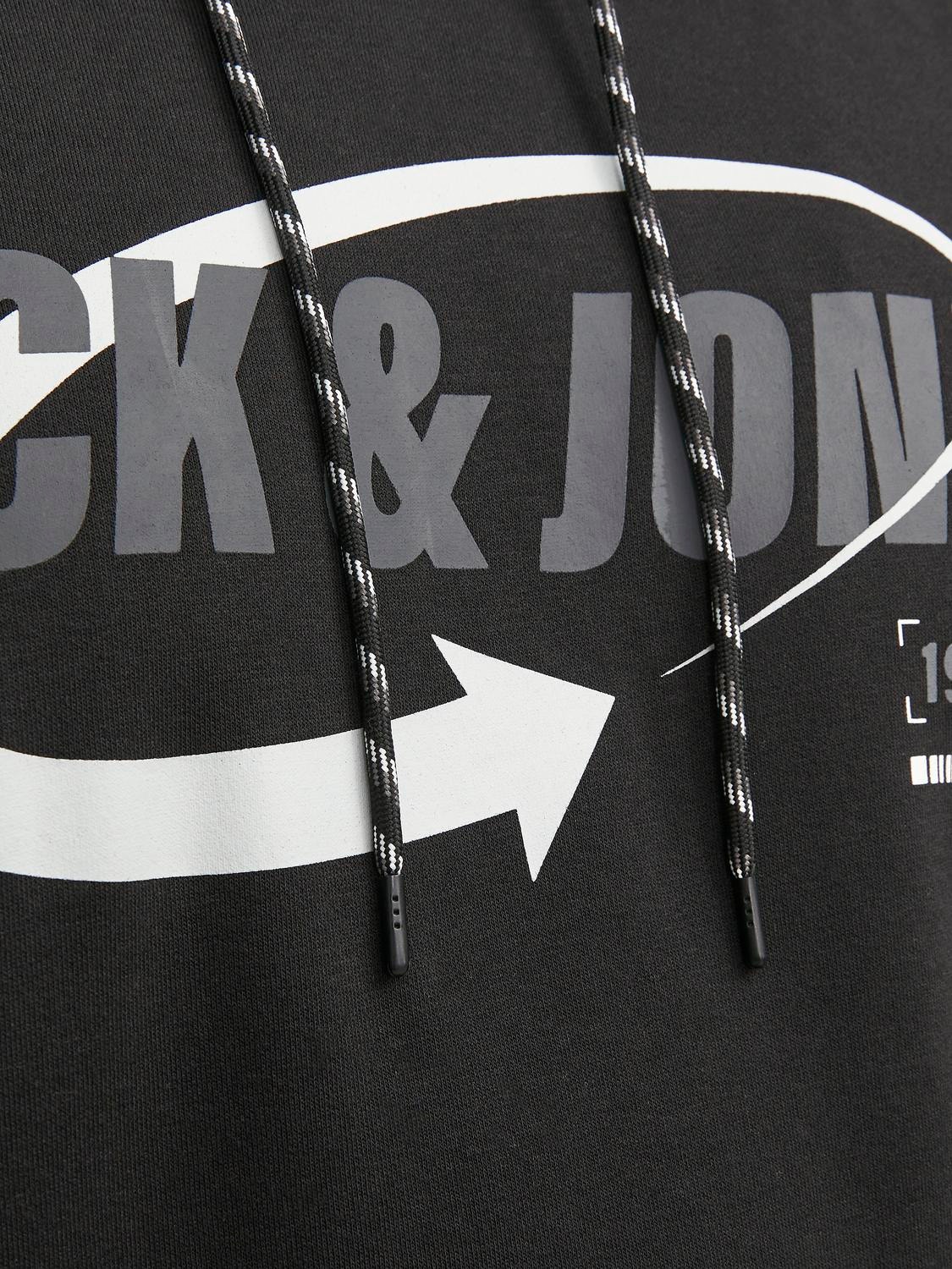 Jack & Jones Plus Potištěný Mikina s kapucí -Black - 12252003