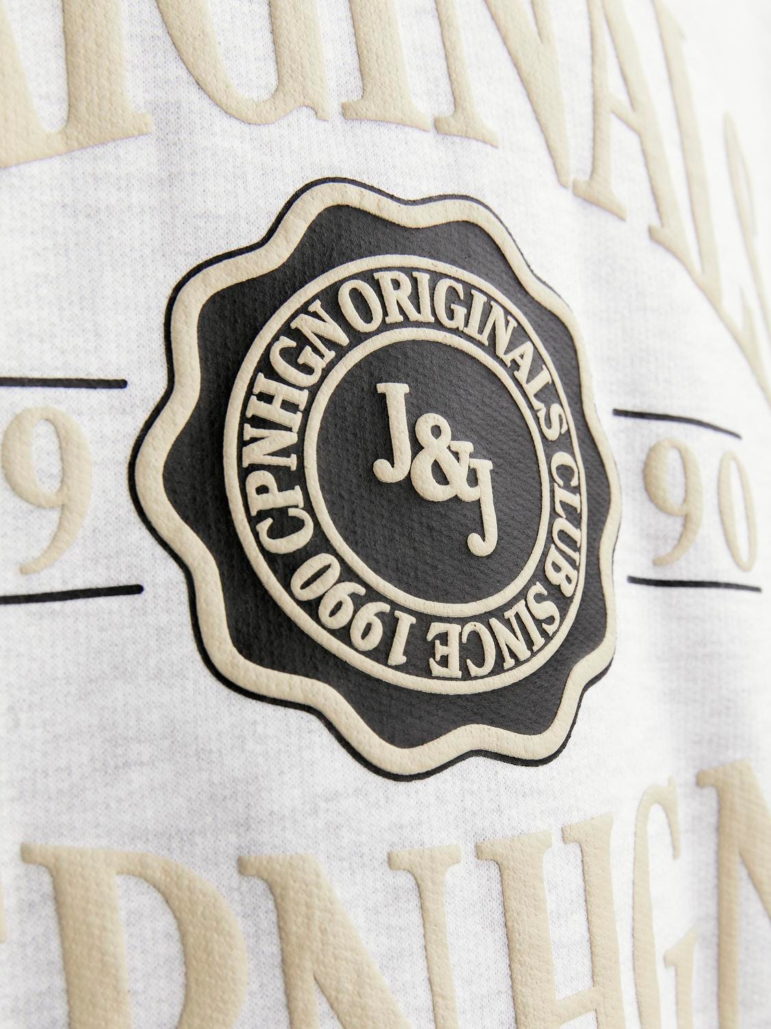 Jack & Jones Logo Crew neck Sweatshirt -White Melange - 12252052
