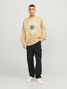 Jack & Jones Logo Sweatshirt -Italian Straw - 12252052