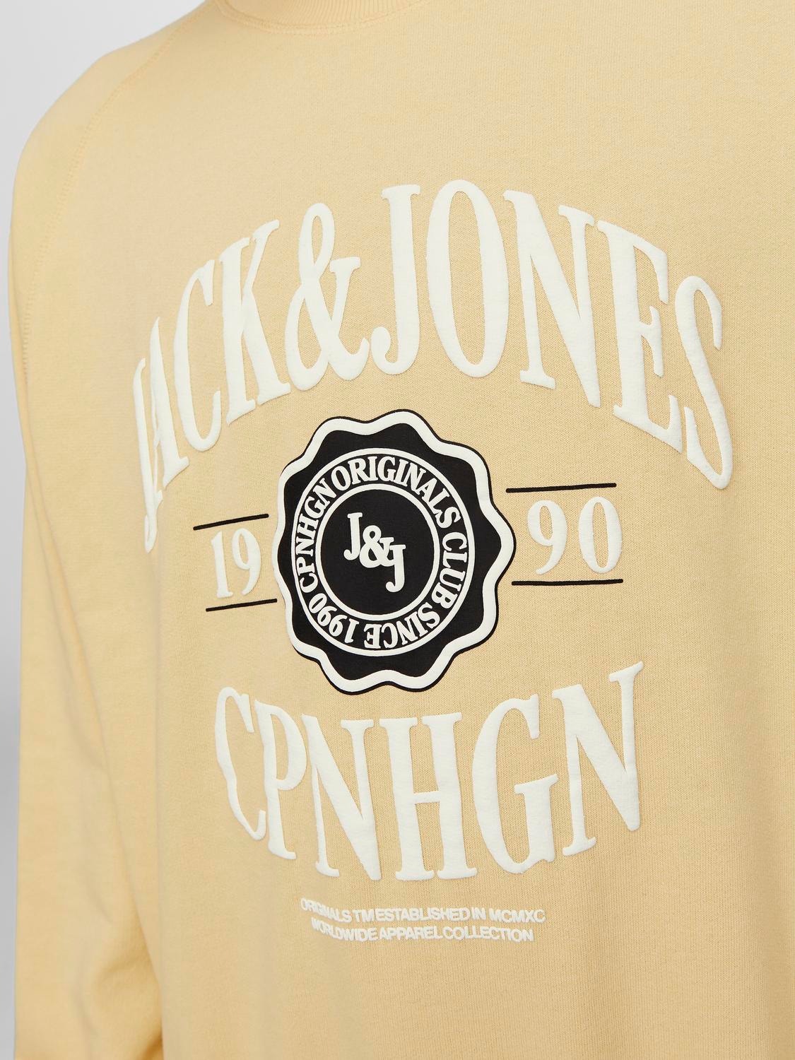 Jack & Jones Logotyp Crewneck tröja -Italian Straw - 12252052