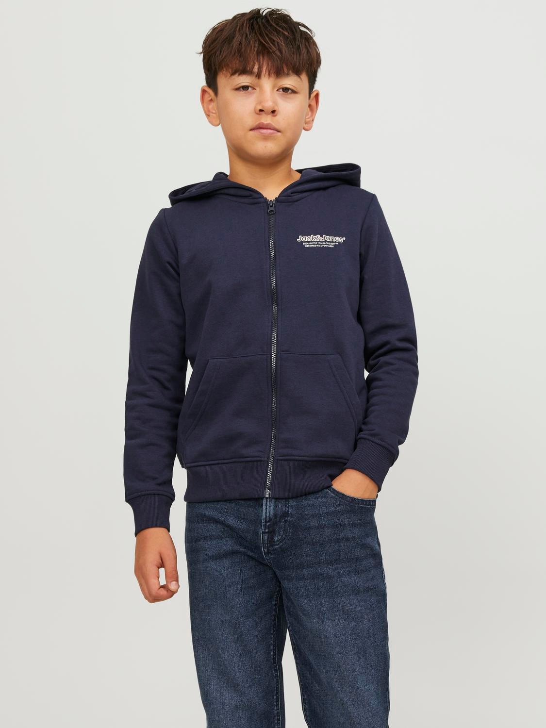 Jack & Jones Spausdintas raštas Užtrauktukas su gobtuvu For boys -Navy Blazer - 12252118