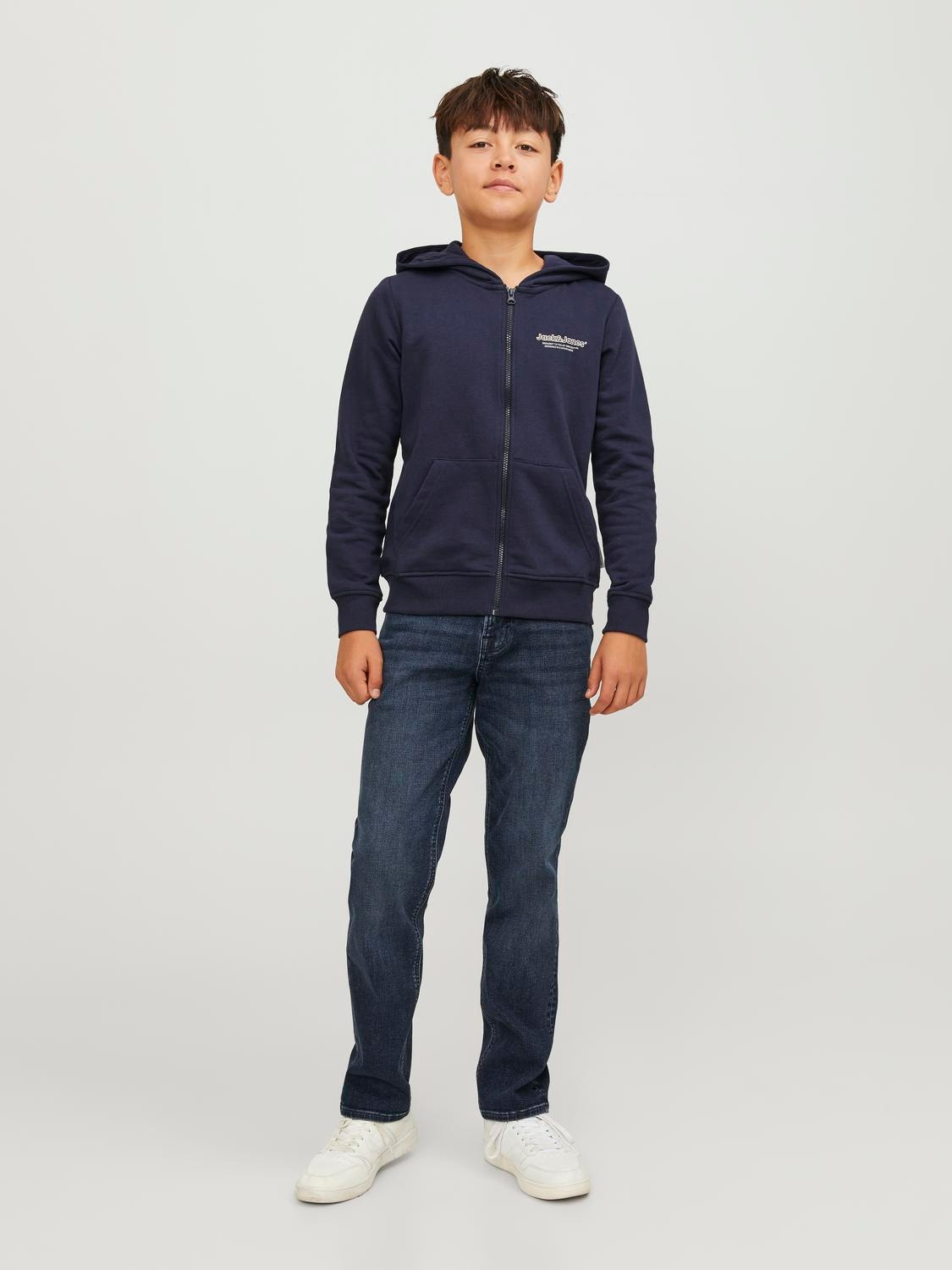 Jack & Jones Spausdintas raštas Užtrauktukas su gobtuvu For boys -Navy Blazer - 12252118