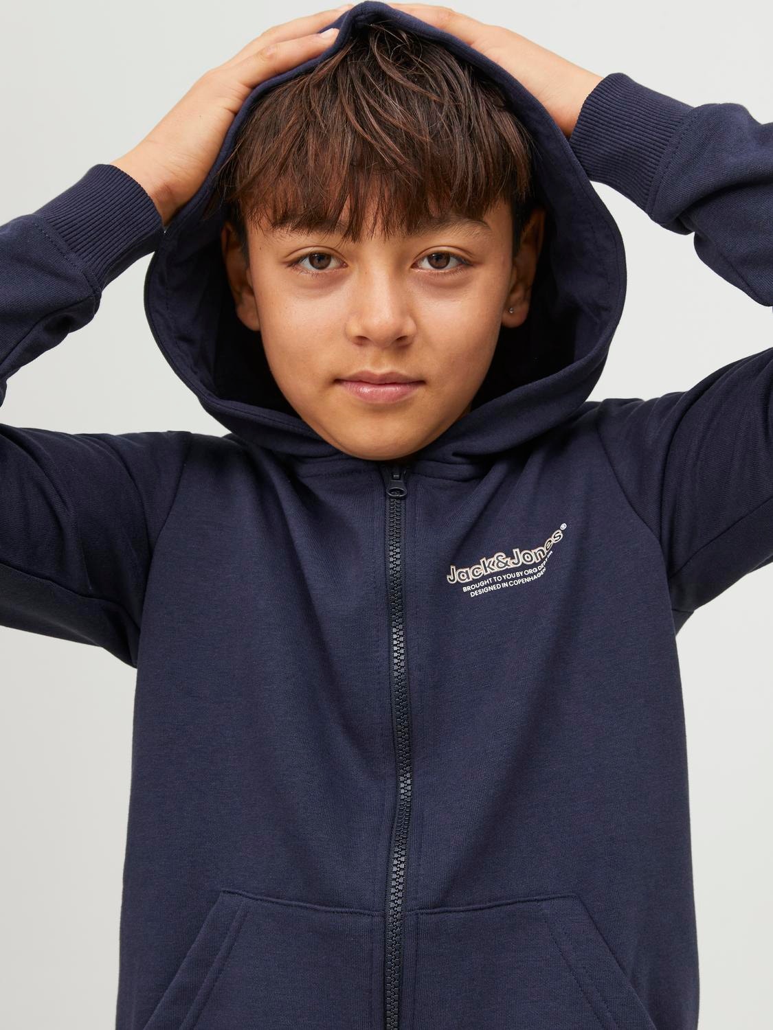 Jack & Jones Gedrukt Hoodie met halve rits Voor jongens -Navy Blazer - 12252118