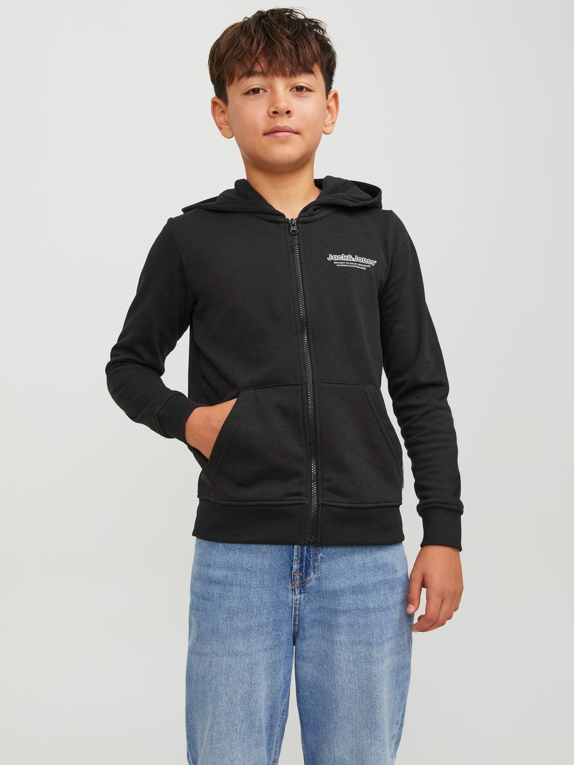 Jack & Jones Gedrukt Hoodie met halve rits Voor jongens -Black - 12252118