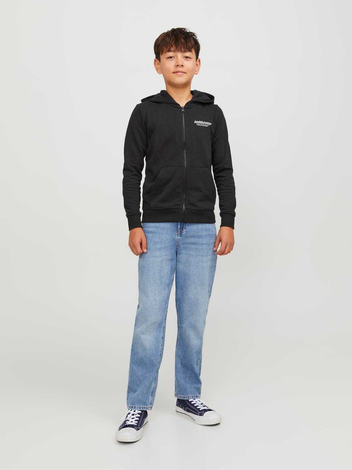 Jack & Jones Gedrukt Hoodie met halve rits Voor jongens -Black - 12252118