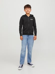 Jack & Jones Printed Zip Hoodie For boys -Black - 12252118