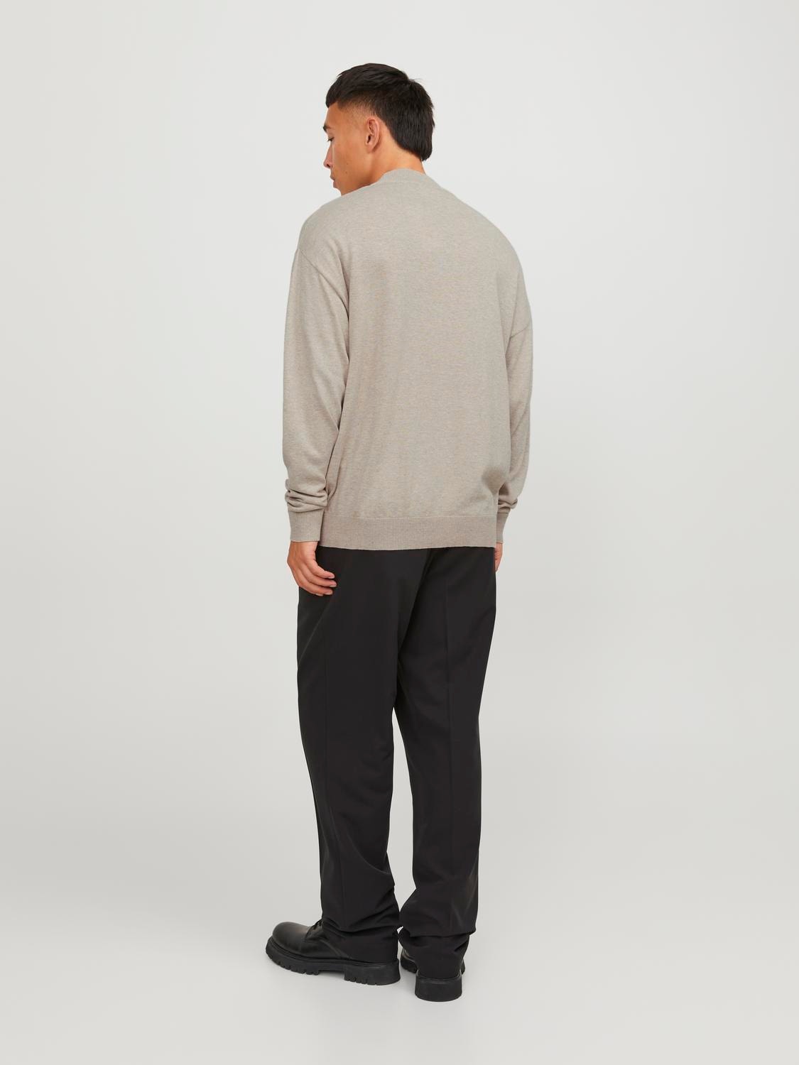 Jack & Jones Vanlig Strikkegenser med rund hals -Oatmeal - 12252123