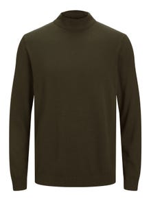 Jack & Jones Gładki Sweter z dzianiny z okrągłym dekoltem -Olive Night - 12252123